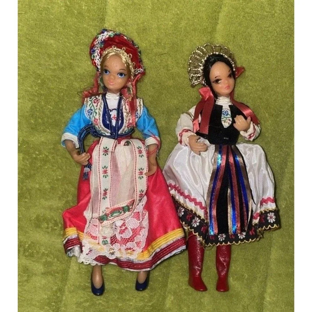 Vintage Folk Heritage Doll Bundle: European & Asian Dolls Traditional Dollhouse